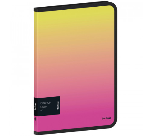 Папка на молнии Berlingo "Radiance" А4, 600мкм, желтый/розовый градиент, с рисунком