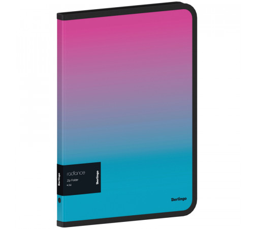 Папка на молнии Berlingo "Radiance" А4, 600мкм, розовый/голубой градиент, с рисунком