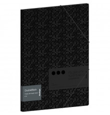 Папка на резинке Berlingo "DoubleBlack" А4, 600мкм, черная, с рисунком