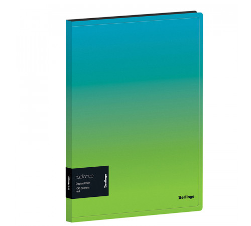 Папка с 30 вкладышами Berlingo "Radiance" А4, 17мм, 600мкм, с внутр. карманом, голубой/зеленый градиент