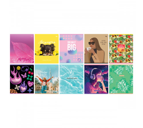 Тетрадь 48л., А5, клетка BG "Mix-10. Девочки", эконом