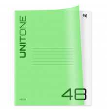 Тетрадь 48л. клетка BG "UniTone. Neon", пластиковая обложка, неон салатовый