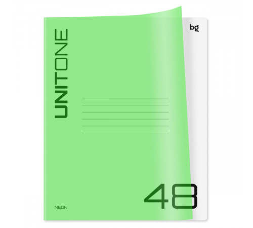 Тетрадь 48л. клетка BG "UniTone. Neon", пластиковая обложка, неон салатовый