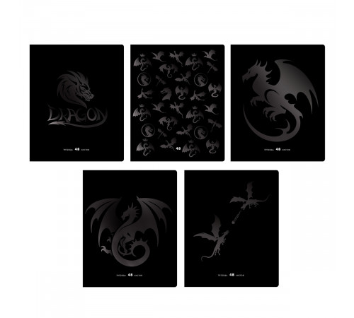 Тетрадь 48л., А5, клетка BG "Дракон", матовая ламинация, выб. лак