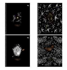 Тетрадь 48л., А5, клетка на гребне BG "Magnificent World", матовая ламинация, тиснение фольгой