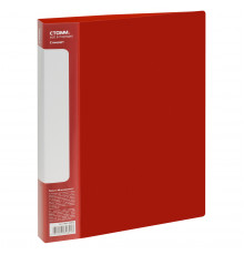 Папка с 40 вкладышами СТАММ "Стандарт" А4, 21мм, 600мкм, пластик, красная