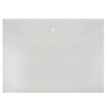 Папка-конверт на кнопке СТАММ А4, 120мкм, пластик, прозрачная