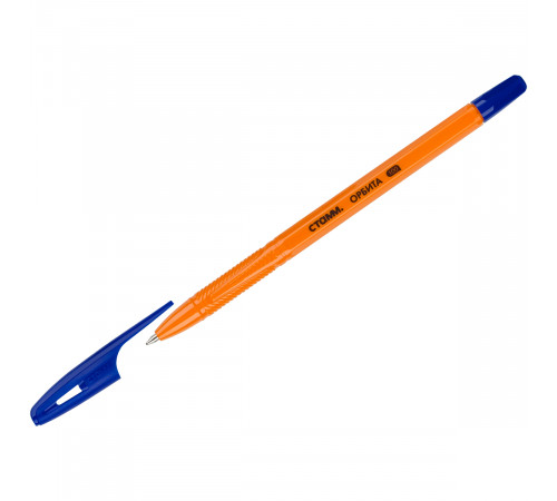 Ручка шариковая СТАММ "Орбита 100" синяя, 0,7мм, оранжевый корпус