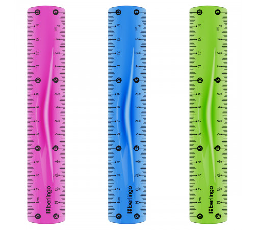 Линейка 15см Berlingo "Flexy", пластиковая, гибкая, ассорти, европодвес