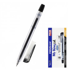 Ручка гелевая " Pensan " My King Gel черная 0,5мм, толщина письма 0,3мм, игольчатый пишущий узел, прозрачный корпус, резиновый держатель