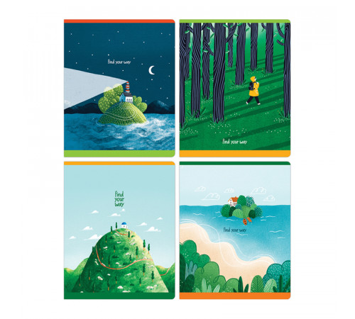 Тетрадь 48л., А5, клетка Greenwich Line "Find your way", "софт-тач" ламинация, 70г/м2