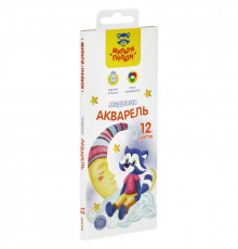 Акварель Мульти-Пульти "Енот в сказке", медовая, 12 цветов, без кисти, картон, европодвес