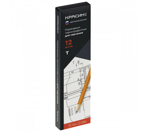 Карандаш ч/г Красин «Для черчения» Т (Н), шестигр., заточен.