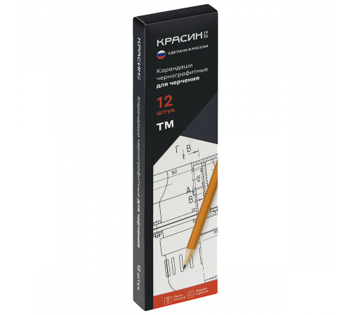 Карандаш ч/г Красин «Для черчения» ТМ (НВ), шестигр., заточен.