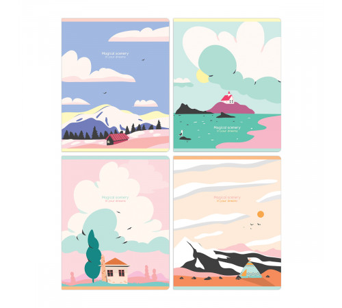 Тетрадь 48л., А5, клетка Greenwich Line "Magical scenery", матовая ламинация, выб. лак, 70г/м2