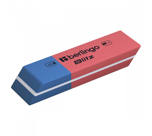 Ластик Berlingo "Blitz", скошенный, комбинированный, натуральный каучук, 54*14*8мм